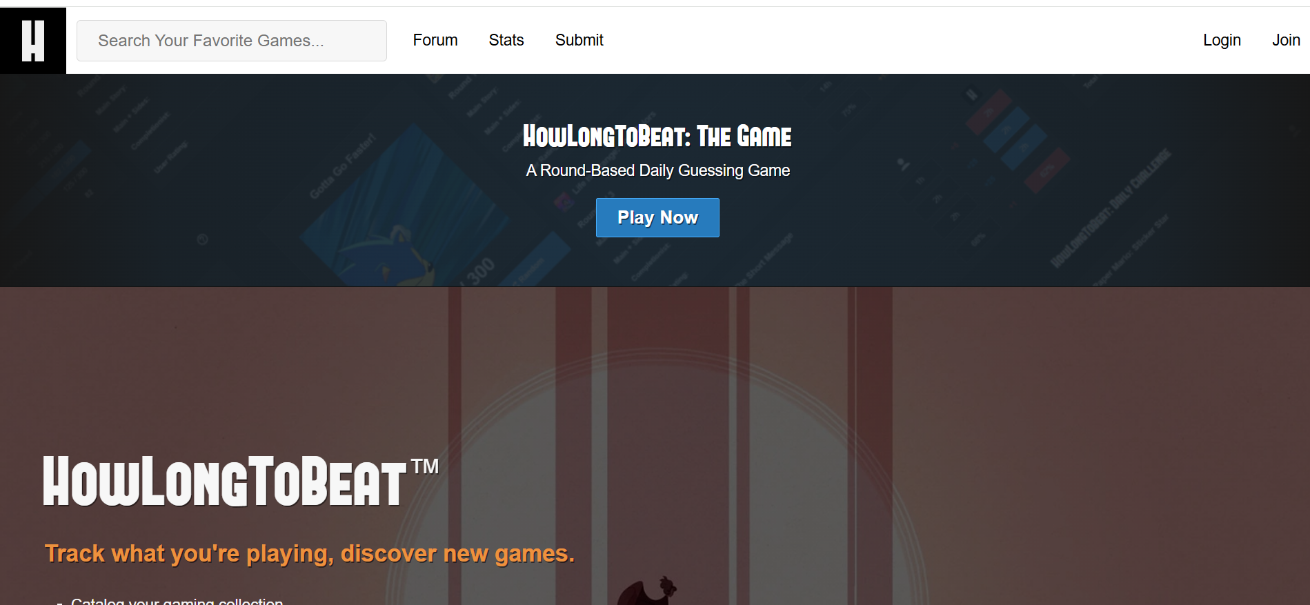 HowLongToBeatのトップページ上部にあるゲーム検索欄